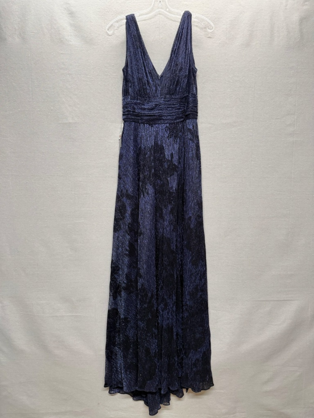 NWT Betsy & Adam Flock Floral Metallic Crinkle Gown - size 6 - Picture 4 of 8